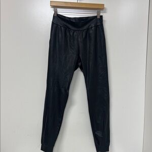 Commando, Black, Faux Leather Joggers, Small